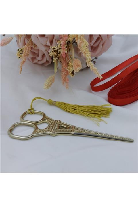 Aker Hediyelik Eyfel Dikiş Makası Fransa Paris Parti Makasları Eyfel Kulesi Tasarımlı Gold Iplik Makası Modeli