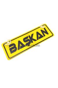 CARSPEC Başkan Yazılı Sarı Dekor Plaka Vantuzlu Cam Süsü 22x7.5cm