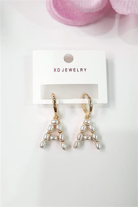 PETEK AKSESUAR Incili Harf Küpe A