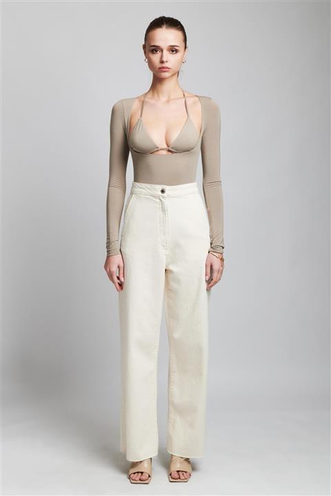 IAMNOTBASIC Kadın Vizon Göğüs Dekolteli Sırtı Açık Jade Bodysuit