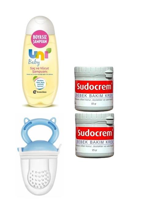 Uni Baby Saç Ve Vücut Şampuanı 200 ml+ Hassas Ciltlere Özel Krem 125 gr*2+ Meyve Süzgeci Mavi