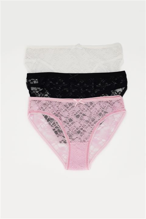 Dominant Önü Arkası Full Dantel 3'lü Fantezi Külot D39656