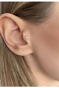Okkostore Cerrahi Çelik Gold Küçük Yuvarlak Tek Taş Piercing , Kıkırdak , Tragus