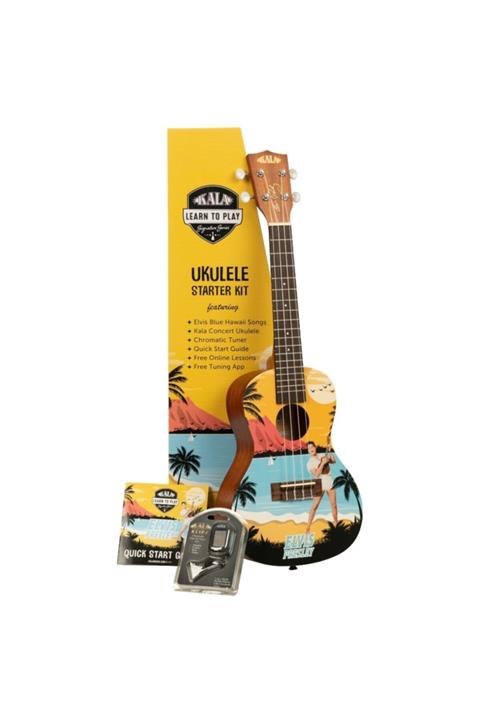 Kala Elvis Blue Hawaii Concert Ukulele Eğitim Seti