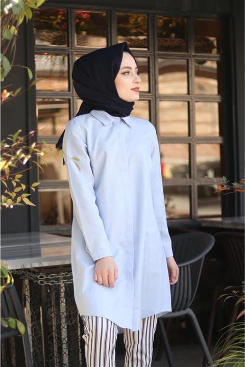 Sahra Şal Dünyası Boyfrend Gömlek Bebe Mavisi
