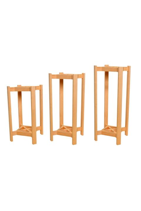 Wooden City Ahşap Çiçeklik Ahşap Saksı Standı Naturel