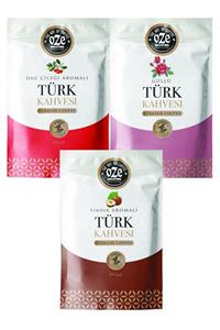 Oze Aromalı Türk Kahvesi 3'lü Deneme Seti 100 gr X 3 Çilek / Gül / Fındık