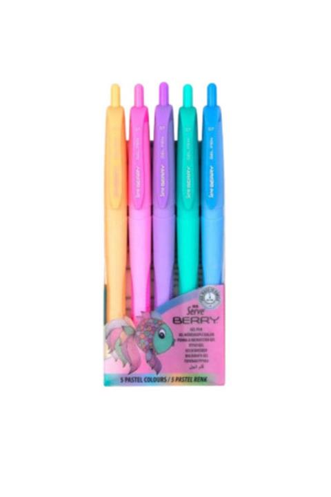 Serve Berry Jel Kalem 07 Mm 5li Paket Pastel Renkler