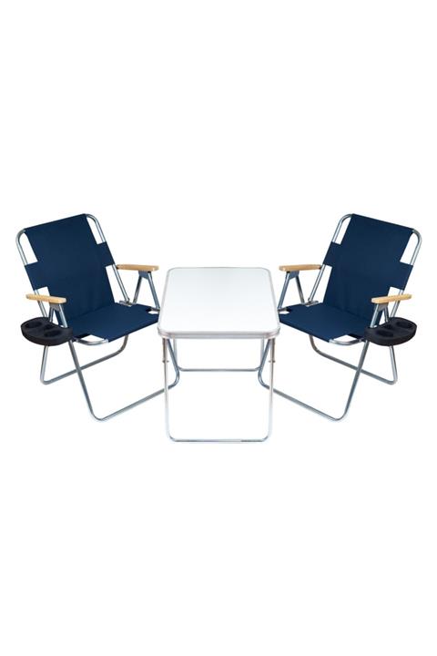 AVSA Lacivert Kamp Sandalyesi- Masa Kombin 2 Adet