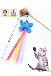 petviya Hayalet Kedi Oltası Oyuncağı Lastikli Zilli ve Oynar Gözlü 50 cm