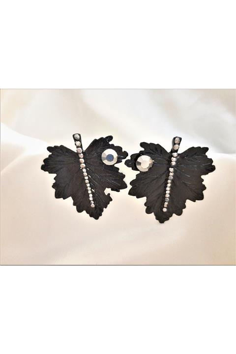 TÜKKAN ACCESSORİES Siyah Kaplama Taş Küpe