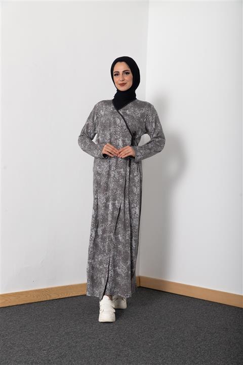 Kutay Collection Yandan Bağlamalı Namaz Elbisesi Gri