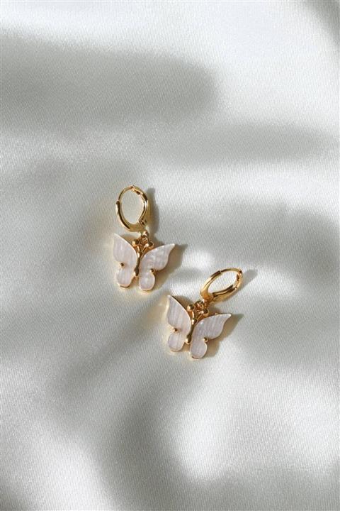 shey butik Kadın Beyaz Kelebek Küpe