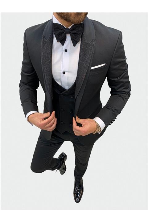 PAREZ Erkek Slim Fit Şal Yaka Damatlık