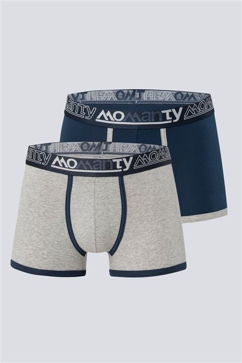 Momanty Erkek Gri İndigo 2li Paket Likralı Spor Boxer 3001bgi