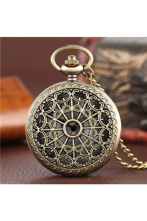 Hediye Sahibi Helezonik Şekiller Görünümlü Büyük Boy Köstekli Saat Kolye