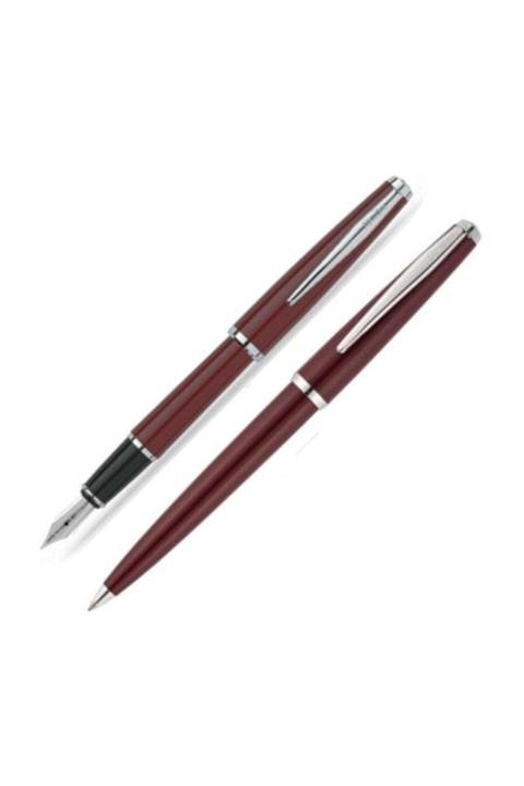 Scrikss 33 Dolmakalem Tükenmezkalem Takım Bordo Lüks Kutuda