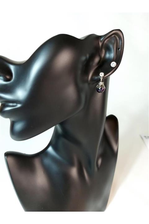 SeSi Gümüş Doğal Taşlı Çiftli Küpe