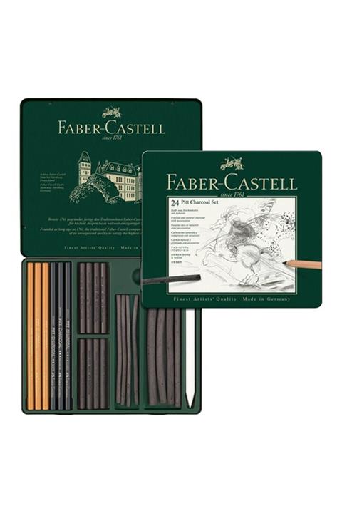 Faber Castell Pitt Charcoal Kömür Karakalem Eskiz Çizim Seti 24 Parça