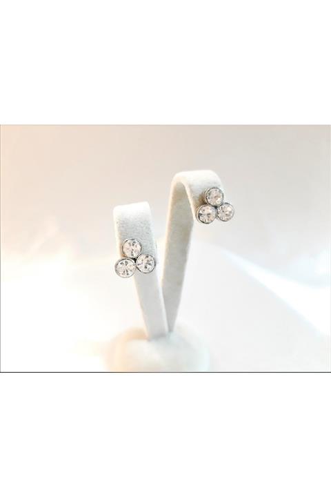 TÜKKAN ACCESSORİES Gümüş Kaplama Swarovski Taş Küpe