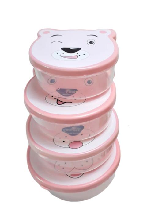 RoseRoi 4 lü Figürlü Saklama Kabı Beslenme Kutusu