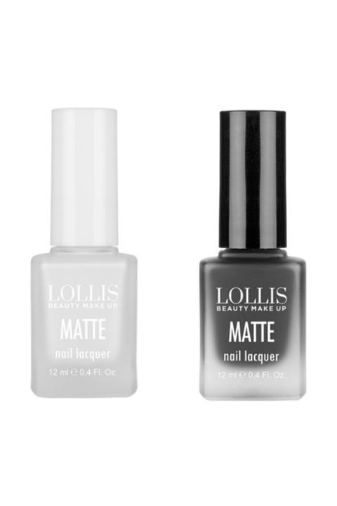 Lollis Mat Siyah-mat Beyaz 2li Oje Set