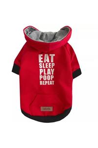 tailsmille Eat Sleep Play Poop Repeat Baskılı Sweatshirt (kırmızı)