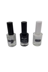 Gabrini Pasific Maxi Brush Nail Polish 3' Lü Oje Seti Şeffaf - Beyaz - Siyah (00/02/26)