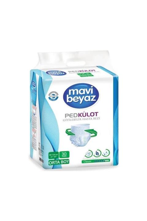 Mavi beyaz Külot Hasta Bezi Medium 30 Lu