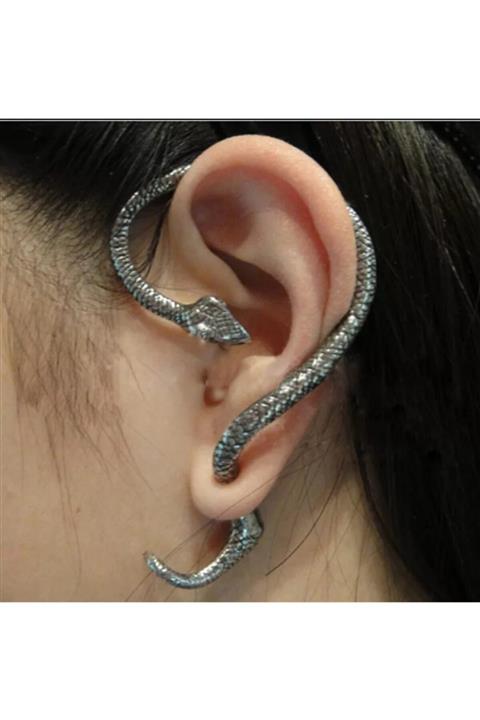 HOSBUTIK Silver Tekli Yılan Küpe