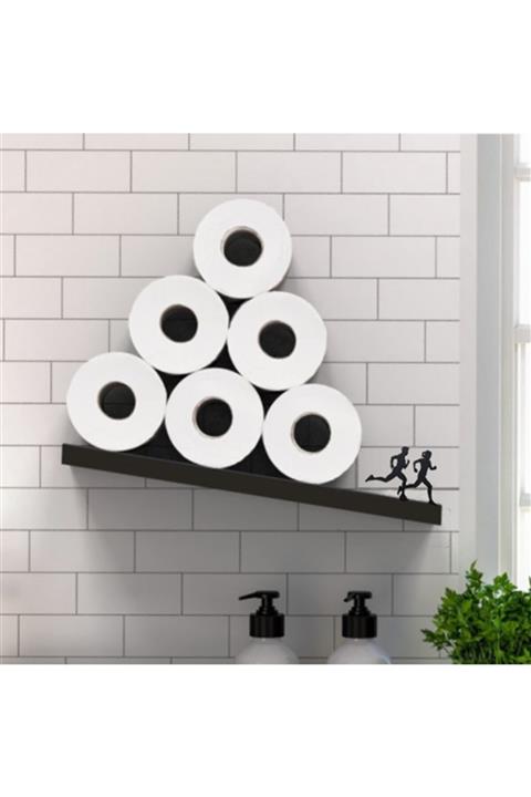 Simge Yapı Dekorasyon Koşan Insanlar Figürlü Dekoratif Banyo Rulo Tuvalet Kağıdı Rafı