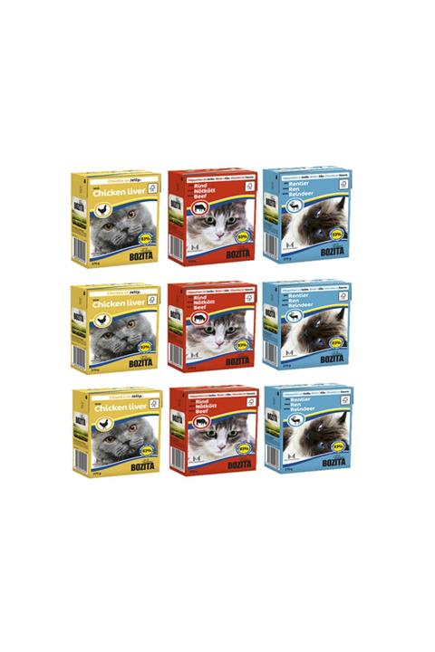 Bozita 3 Çeşit Yaş Kedi Maması 370 Gr 9 Adet