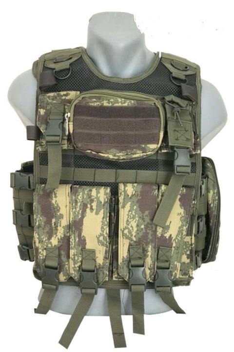 özmertaskerimalzeme Avcı Hucüm Yeleği Kamuflaj Fileli Model Piyade Kamuflaj Ayarlanabilir