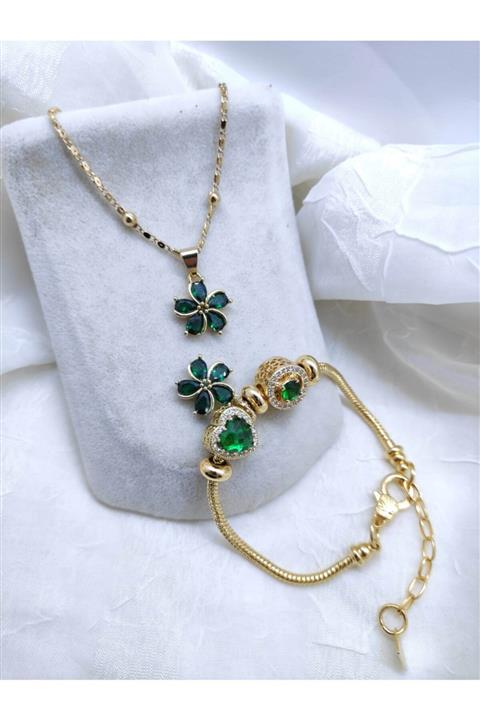 TAKI TASARIM Yeşil Kolye Künye Takımı