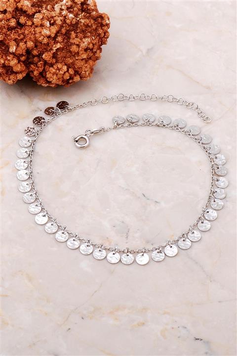 Sümer Telkari Pullu Sallantılı Rodyumlu Gümüş Halhal 276