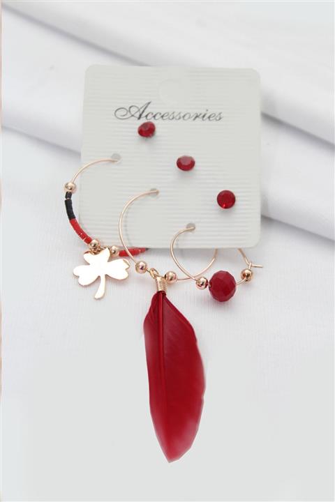 canlisepet Kadın Tüylü Küpe Seti 6lı