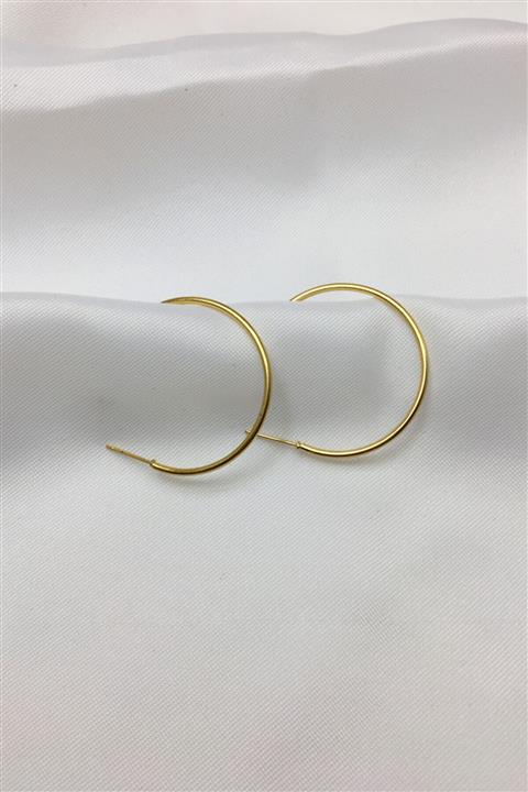 ESI Accessory 3,5 Cm Halka Tasarım Altın Kaplama Kadın Küpe