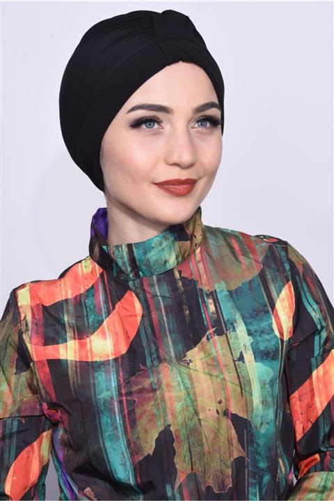 Luna Nueva Tesettür Havuz Deniz Dört Mevsim Kullanım Bonesi Siyah