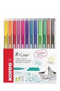 kores Fineliner 0.4 Mm Ince Uçlu Yazı Ve Çizim Kalemi 12’li Set