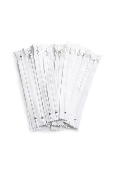 Bayar Kumaş Beyaz Fermuar 20 Cm Pantolon Fermuarı 10 Adet