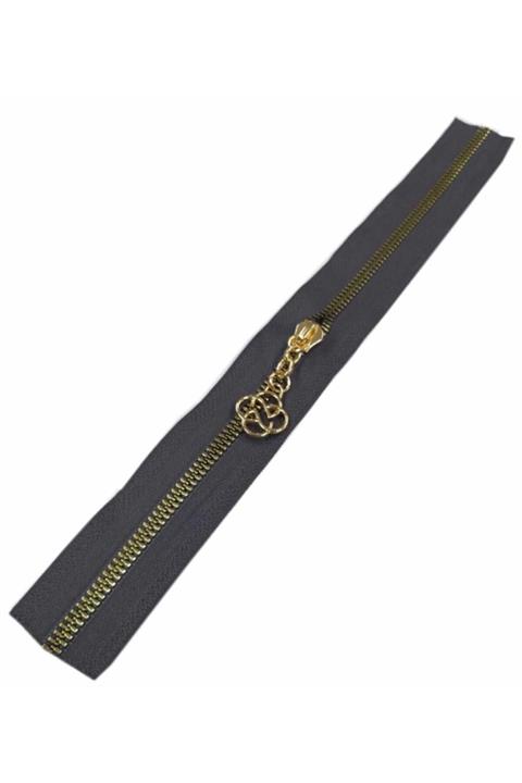 angel çanta aksesuar Başlıklı Fermuar 40 Cm Light Gold Metal Koyu Gri