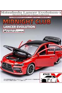 OYUNCAKSAHİLİ Mitsubishi Lancer Evolution-x Diecast Metal Araba 6 Kapı Açılır Red