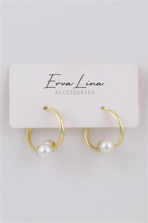 Ervalina Suni Inci Figürlü Çift Halka Küpe