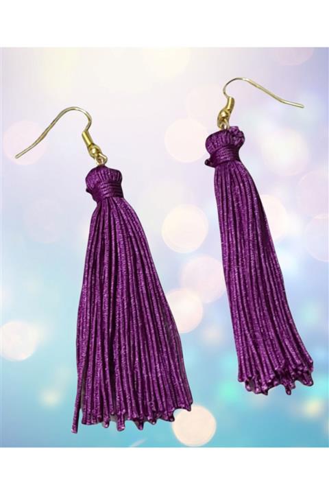 Jelly ekib Püsküllü Mor Küpe