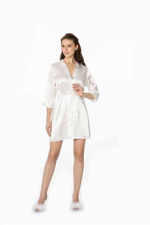Pierre Cardin Kadın Saten Sabahlık - 1010 Ekru