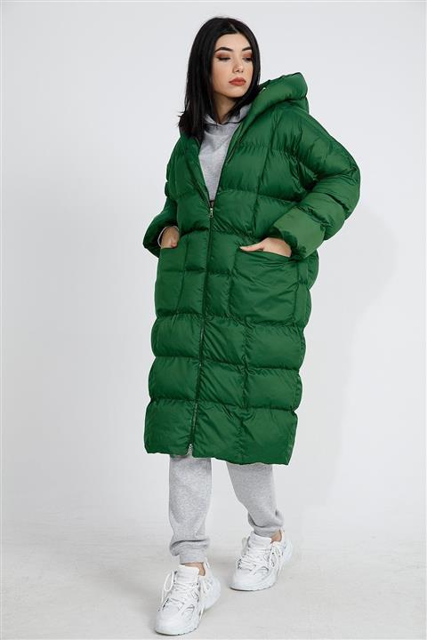 VAPUR TEKSTİL Kapüşonlu Uzun Oversize Şişme Kadın Mont