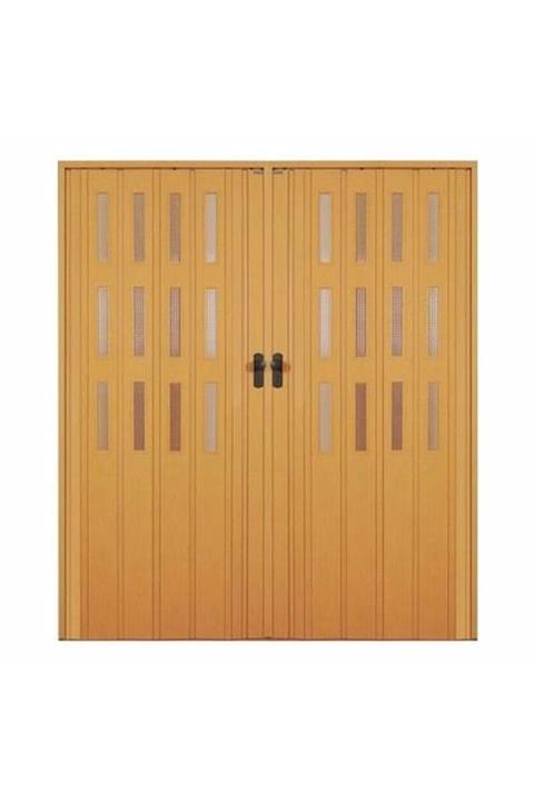 SARPAŞ Katlanır Akordeon Akordiyon Çift Açılım Kapı 222 X 235 Camlı Meşe 12 Mm