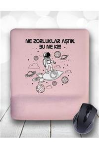 Atölye Çizgi Zorlukları Aşan Astronot Bilek Destekli Mouse Pad