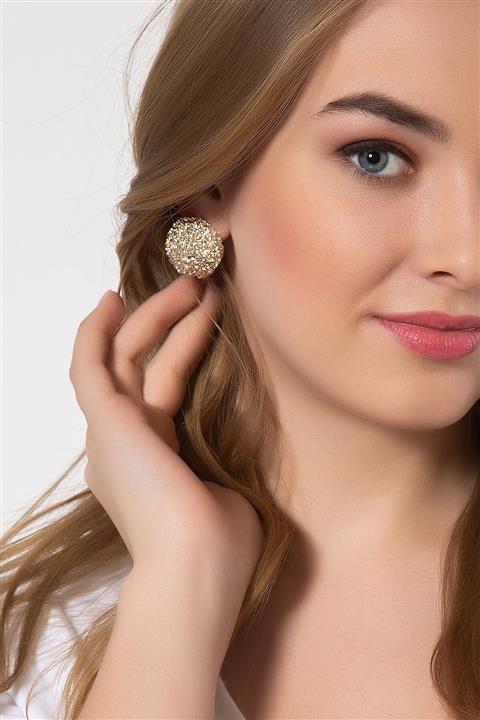 Modex Kadın Altın Sarısı Yuvarlak Küpe UKP9501