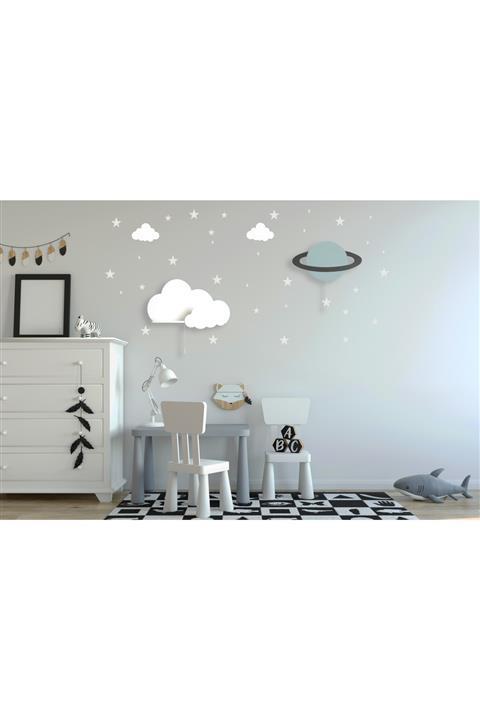 tinytigerstore Satürn -ışıklı Bulut Raf,çocuk Odası Dekoratif Aydınlatma 2 Li
